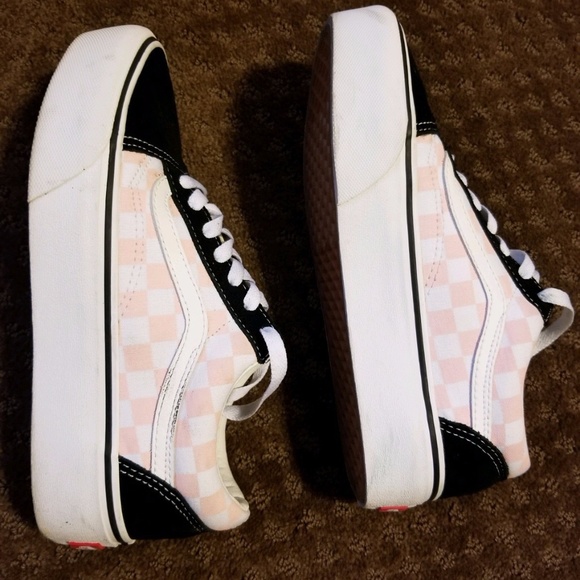 pink checkered platform vans
